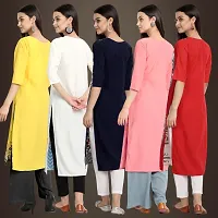 Elegant American Crepe Printed Straight 3/4 Sleeves Kurta For Women- Pack Of 5-thumb1