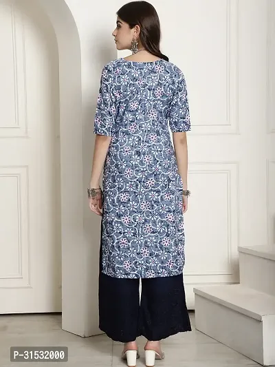 Stylish Blue Crepe Kurta For Women-thumb3