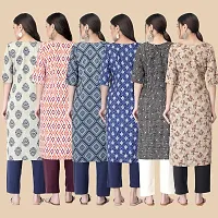 Straight Multicoloured  Crepe Kurta Combo Set Of 6-thumb1