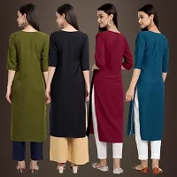 Elegant Crepe Printed Straight 3/4 Sleeves Kurta For Women- Pack Of 4-thumb1