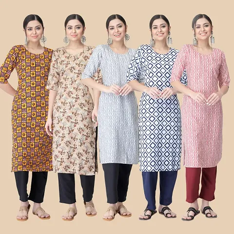 Fancy Combo of 5 Crepe Kurti