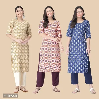 Classic Crepe Printed Kurtis For Women Combo Pack Of 3