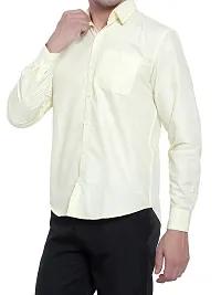 Men Stylish Beige Cotton Solid Long Sleeve Semi Formal Shirt-thumb1