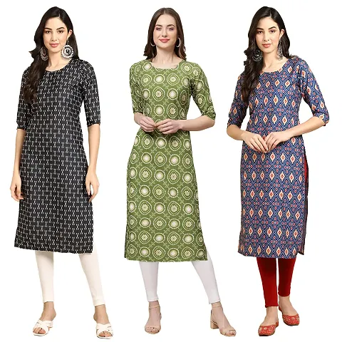 Stylish Crepe Printed Kurti - Pack of 3