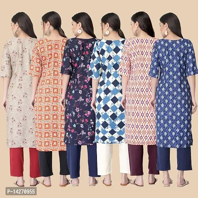 Straight Multicoloured  Crepe Kurta Combo Set Of 6-thumb2