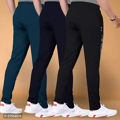 Stylish Multicoloured Cotton Solid Regular Track Pants For Men Pack Of 3-thumb3