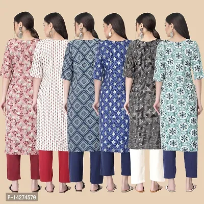 Straight Multicoloured  Crepe Kurta Combo Set Of 6-thumb2