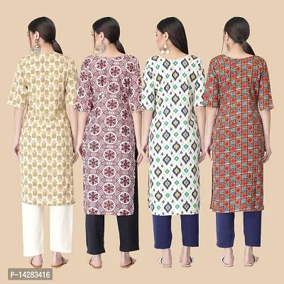 Trendy Crepe Multicoloured Printed Kurta For Women- Combo Of 4-thumb2