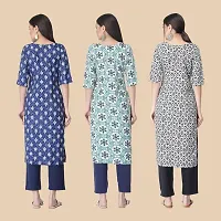 Stylish Crepe Multicoloured Printed Kurta For Women- Combo Of 3-thumb1