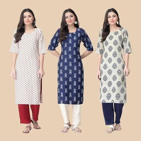 Fancy Crepe Printed Kurtis Combo Pack Of 3 Vol 8