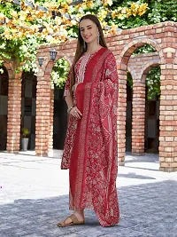 Stylish Pink Cotton Blend Printed Kurta, Bottom and Dupatta Set For Women-thumb2