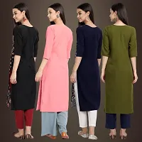 Elegant Crepe Printed Straight 3/4 Sleeves Kurta For Women- Pack Of 4-thumb1