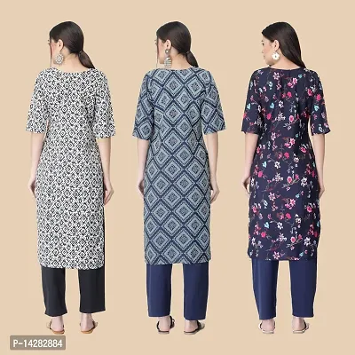 Stylish Crepe Multicoloured Printed Kurta For Women- Combo Of 3-thumb2