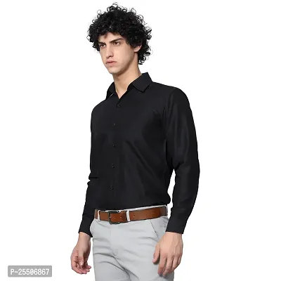 Reliable Black Cotton Solid Long Sleeve Formal Shirts For Men-thumb2