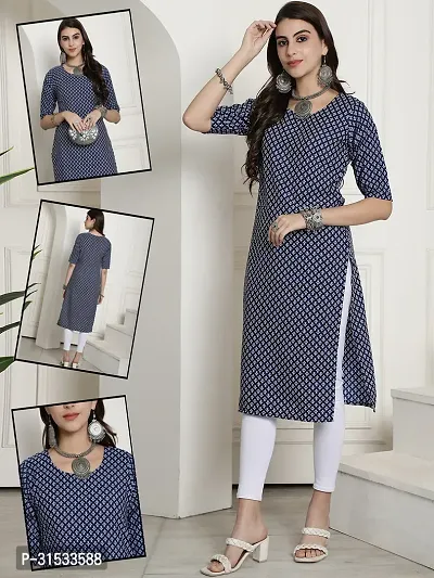 Stylish Crepe Printed Stitched Kurta For Women-thumb0