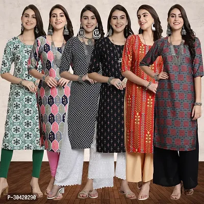 Reliable Crepe Printed Kurta For Women - Pack Of 6-thumb0