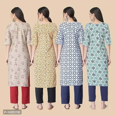 Trendy Crepe Multicoloured Printed Kurta For Women- Combo Of 4-thumb2