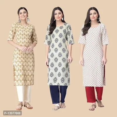 Classic Crepe Printed Kurtis For Women Combo Pack Of 3