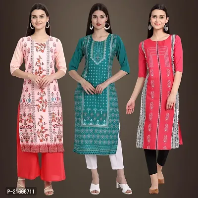 Trendy Crepe Printed Kurti For Women-Pack Of 3-thumb0