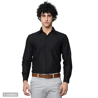 Reliable Black Cotton Solid Long Sleeve Formal Shirts For Men-thumb4