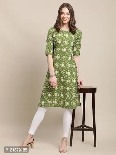 Elegant Crepe Green And Brown Printed 3/4 Sleeve Kurta For Women- Combo Of 2-thumb2