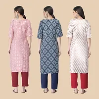 Stylish Crepe Multicoloured Printed Kurta For Women- Combo Of 3-thumb1