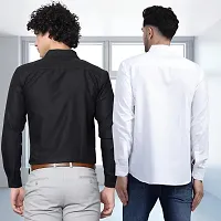 Stylish Multicoloured Cotton Long Sleeve Solid Regular Fit Formal Shirt For Men Pack Of 2-thumb1