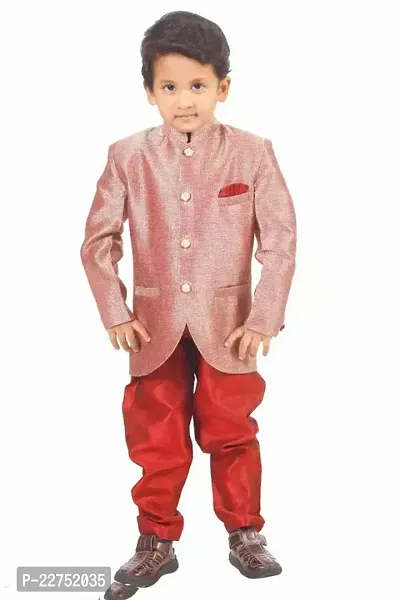 Stylish Multicoloured Jaquard Self Pattern Kurta Sets For Boys-thumb0