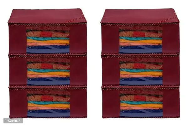 Trendy non woven saree cover storage bags for zip combo  cloth organizer for wardrobe (Pack Of 6)