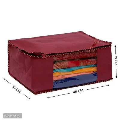 Trendy non woven saree cover storage bags for zip combo  cloth organizer for wardrobe (Pack Of 6)-thumb2