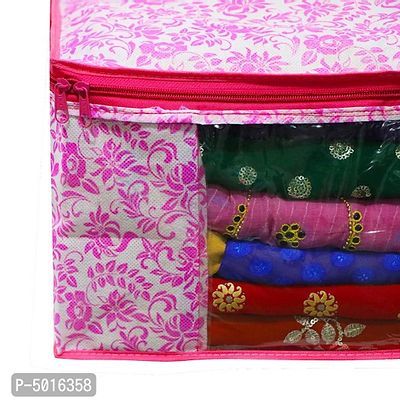 Trendy non woven saree cover storage bags for zip combo  cloth organizer for wardrobe (Pack Of 3)-thumb3