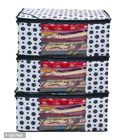 Trendy non woven saree cover storage bags for zip combo and cloth organizer for wardrobe (Pack Of 3)
