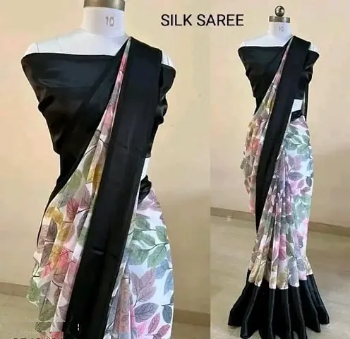 Crepe Silk Leaf Print Saree with Blouse Piece