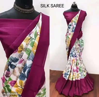 Beautiful Magenta Art Silk Printed Women Saree with Blouse piece-thumb0