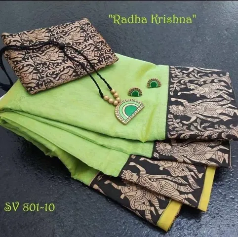 Radha Krishna Chanderi Cotton Sarees without Jewellery