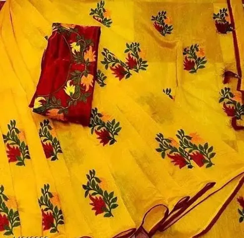 Chanderi Embroidered Saree with Blouse piece