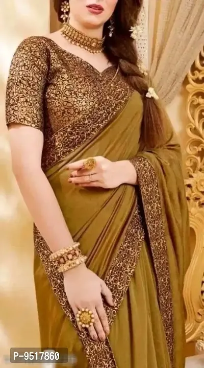 Art Silk Solid Saree with Blouse piece-thumb0