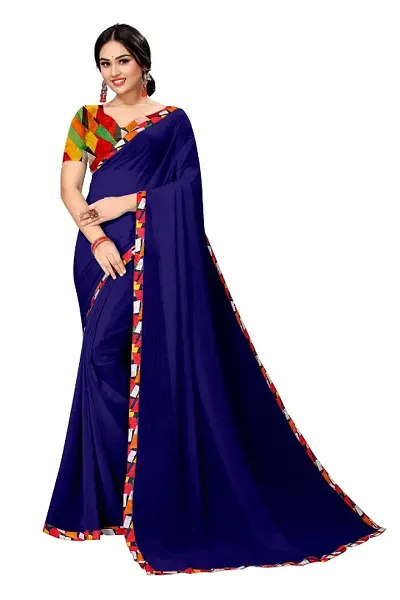 Classic Chiffon Lace Work Sarees with Blouse piece