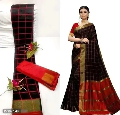 Cotton Silk Zari Saree with Blouse piece-thumb0