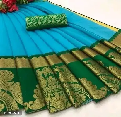 Chanderi Cotton Lace Work Saree with Blouse piece