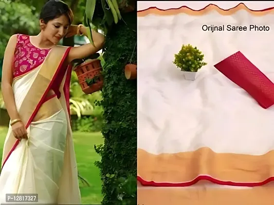 Chanderi Cotton Zari Saree with Blouse piece-thumb0