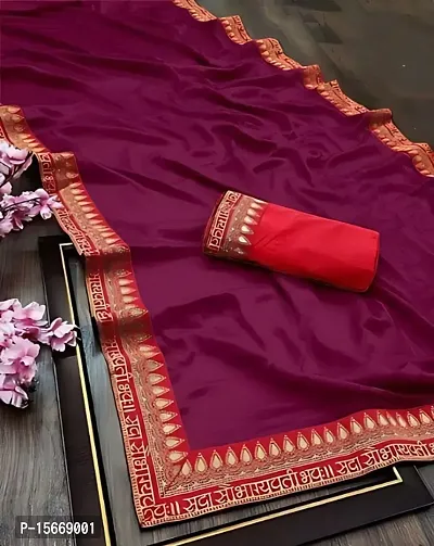 Stylish Purple Cotton Silk Saree with Blouse piece For Women