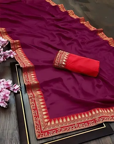 Saubhagyavati Vichitra Silk Zari Lace Border Sarees with Blouse Piece