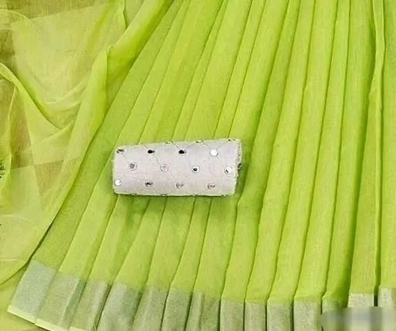 Beautiful Linen Cotton Saree with Blouse piece