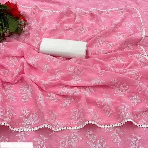 Beautiful Chiffon Saree With Blouse Piece