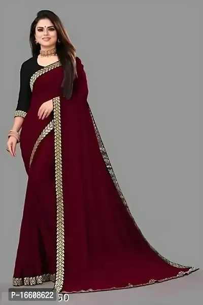 Stylish Maroon Georgette Saree with Blouse piece For Women