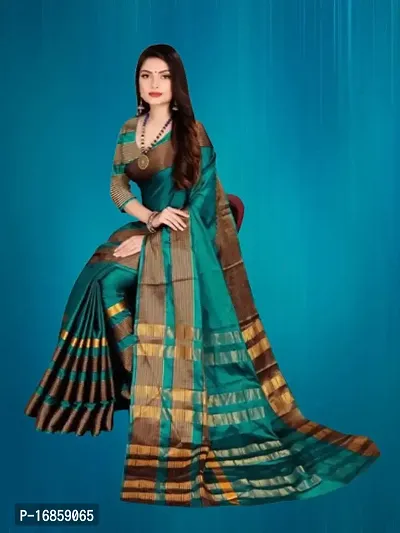 Cotton Silk Zari Saree with Blouse piece-thumb0