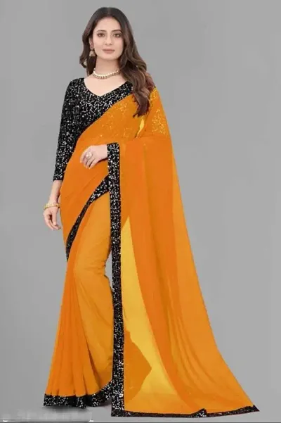 Fancy Georgette Saree With Blouse Piece For Women