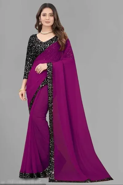 Fancy Georgette Saree With Blouse Piece For Women