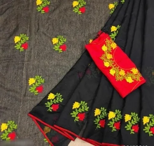 Chanderi Embroidered Saree with Blouse Piece